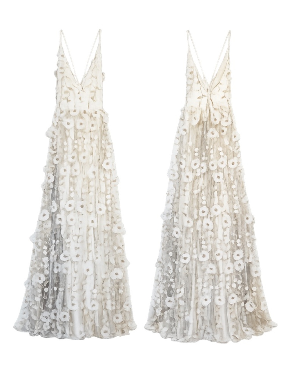 Altar'd State Ivory Floral Appliqué V-Neck A-Line Dress - Picture 3 of 3